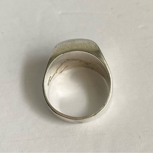 Vintage Sterling Silver Black Onyx Inlay Ring Mexico Heavy Solid Unisex Size 13 - Picture 11 of 15